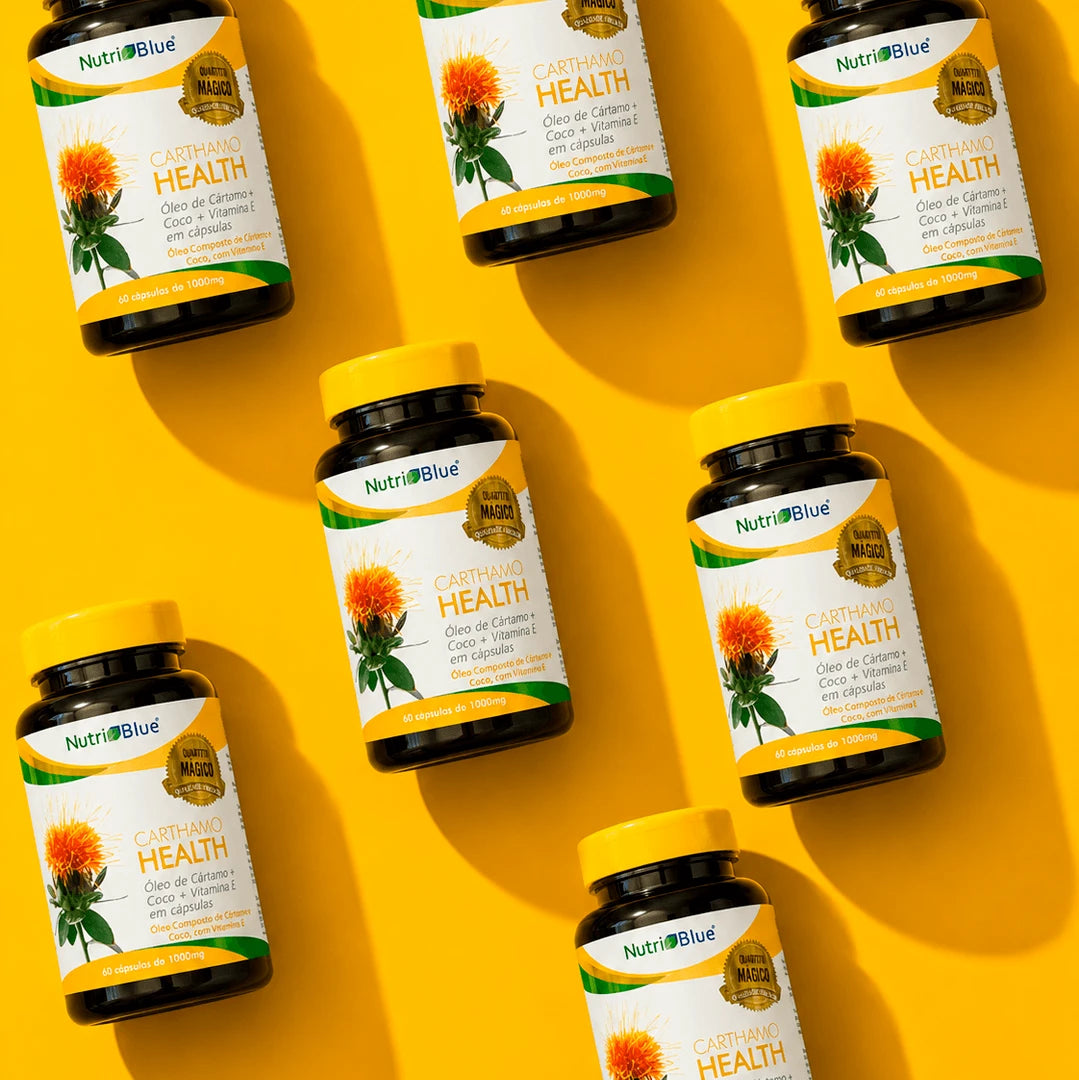 Óleo de Cártamo Nutriblue | Suplemento com Ômega-6, Óleo de Coco e Vitamina E | 60 Cápsulas
