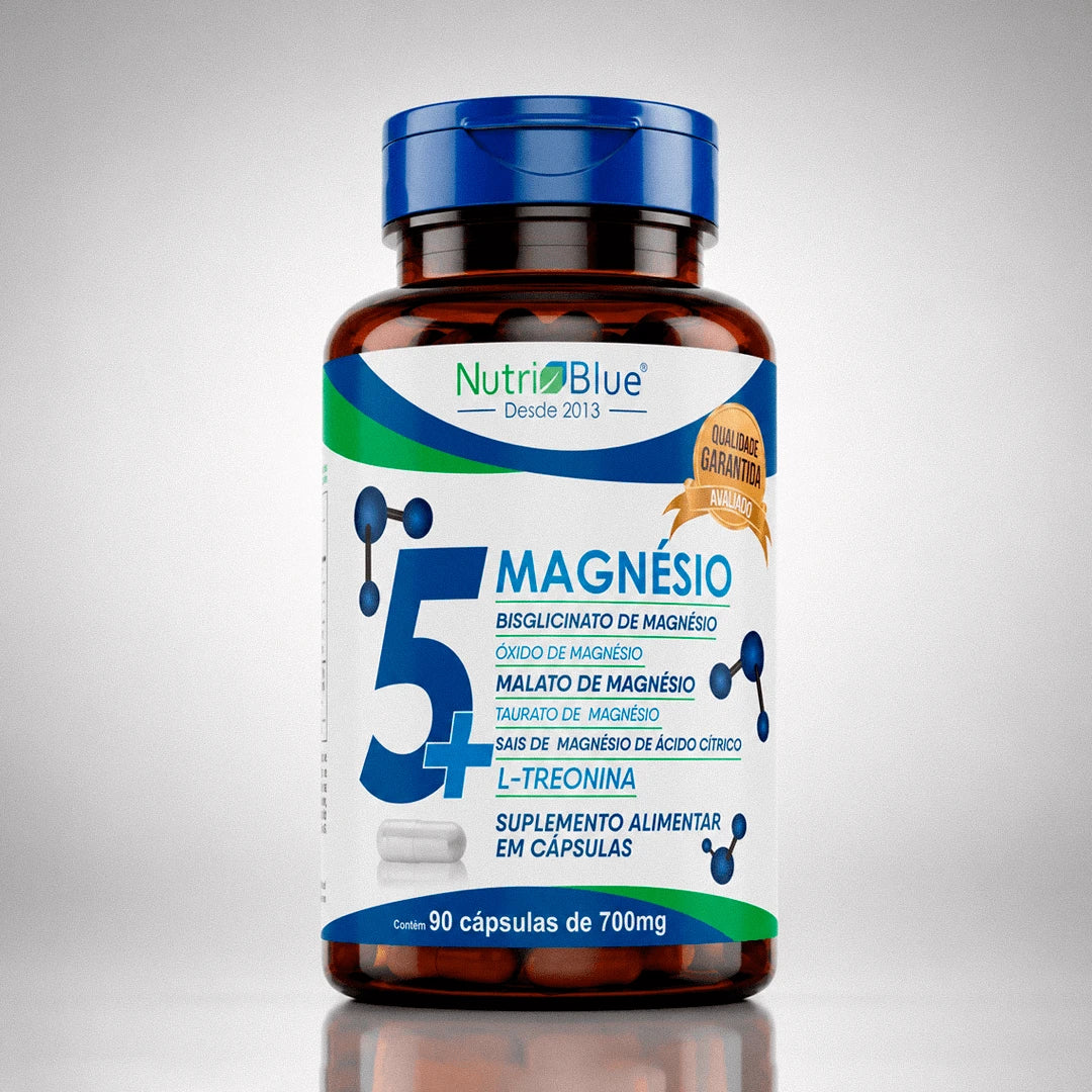 5+ Magnésio Nutriblue | 5 Formas de Magnésio + L-Treonina | 90 Cápsulas