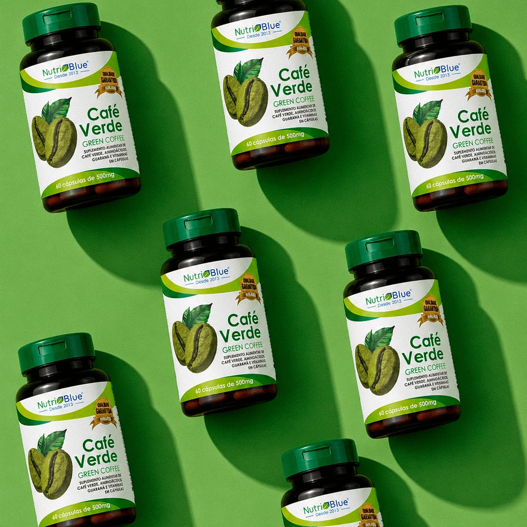 Café Verde Nutriblue | Suplemento com Guaraná, Aminoácidos e Vitaminas B6 e B12, 60 Cápsulas