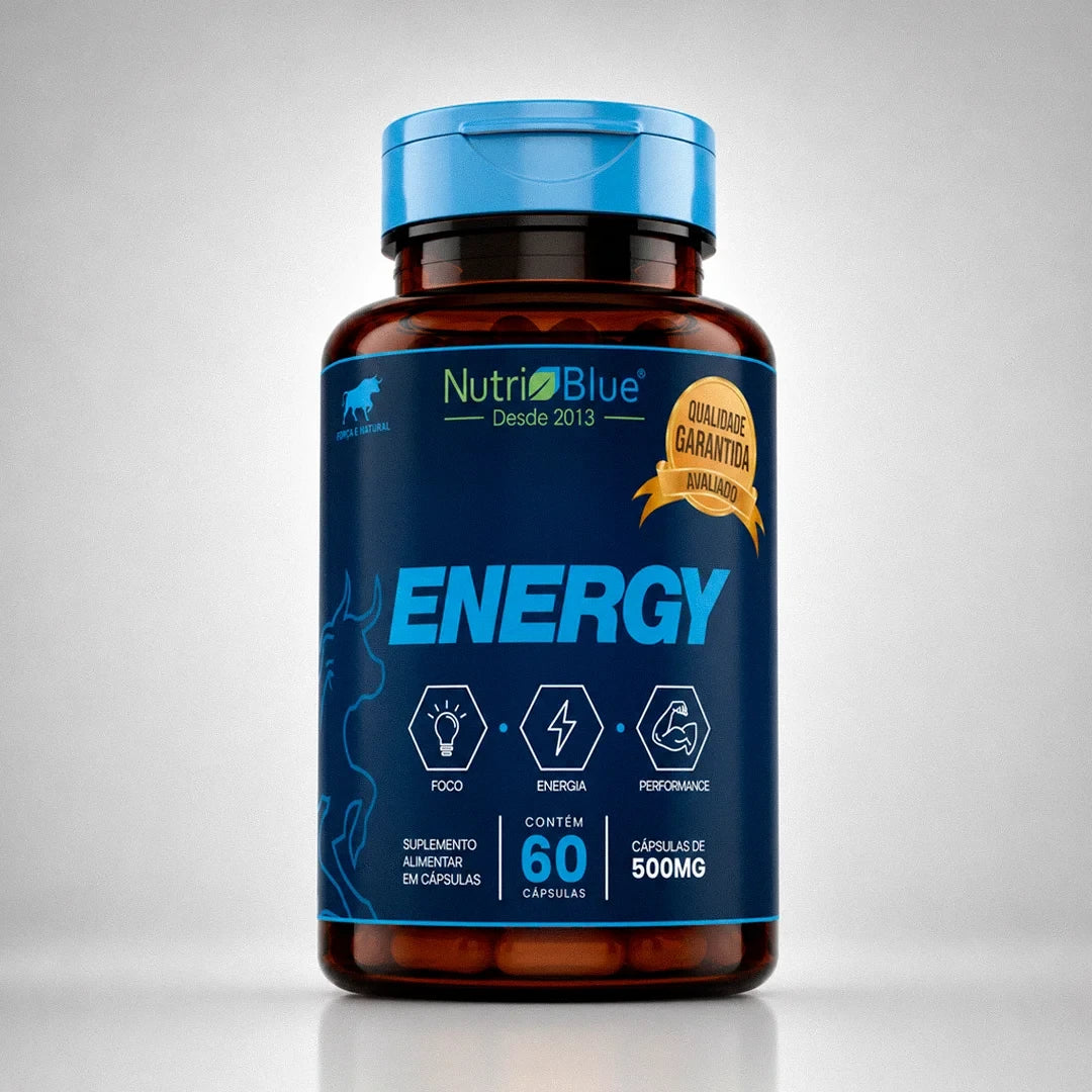 Nutriblue Energy, Pré-Treino com Cafeína 200mg, Taurina, Arginina e Colina, 60 Cápsulas