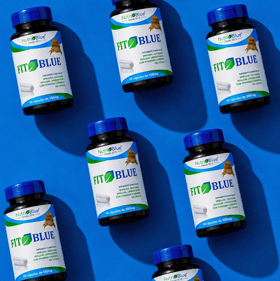 FitBlue Nutriblue - 60 Cápsulas - Suplemento com Spirulina, Psyllium e Vitaminas