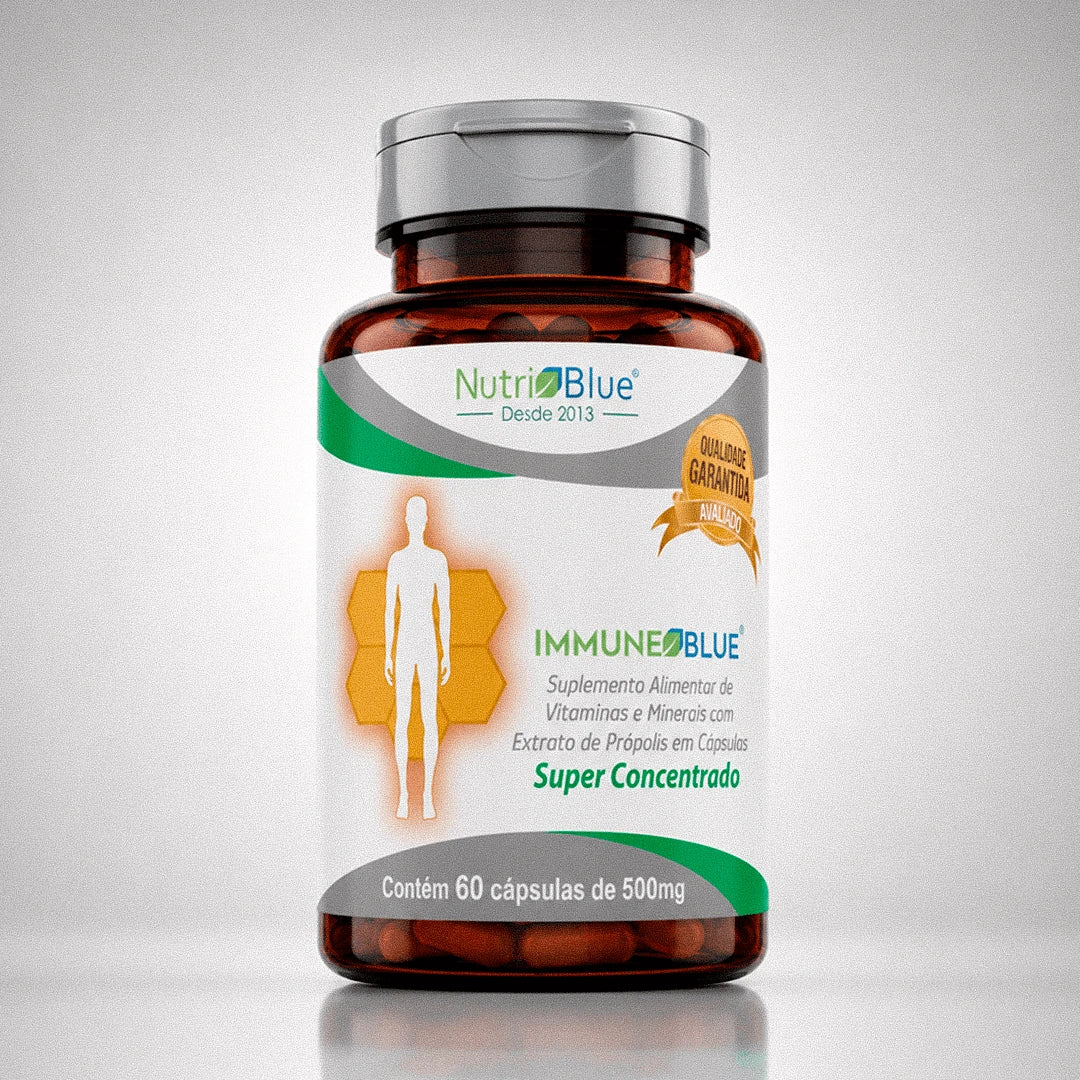 ImmuneBlue | Suplemento para Imunidade com Vitaminas, Minerais e Própolis Verde  | 60 Cápsulas
