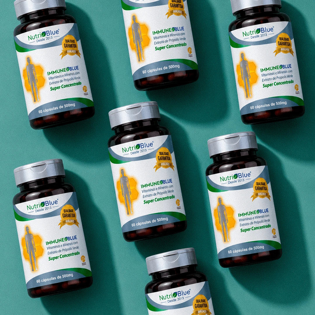 ImmuneBlue | Suplemento para Imunidade com Vitaminas, Minerais e Própolis Verde  | 60 Cápsulas
