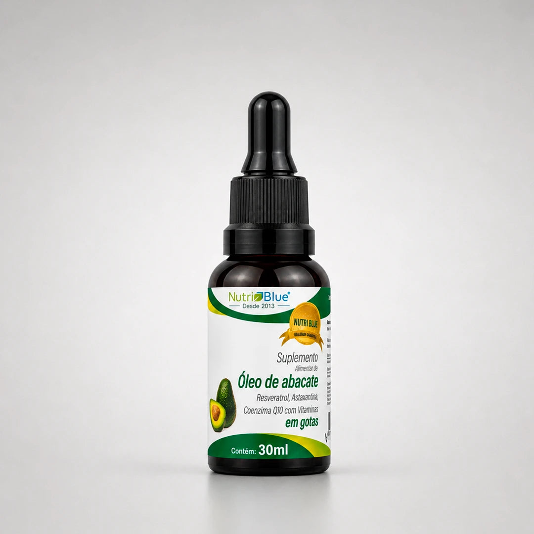 Óleo de Abacate em Gotas Nutriblue | Com Resveratrol, Astaxantina, Coenzima Q10 e Vitaminas C e E, Frasco 30 ml