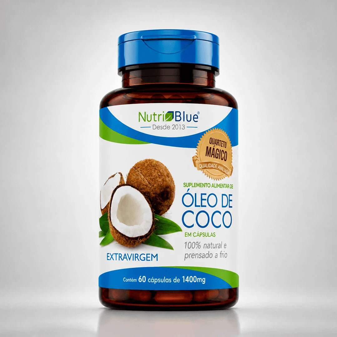 Óleo de Coco Nutriblue | Suplemento de Óleo de Coco Extravirgem em Cápsulas, 60 Cápsulas