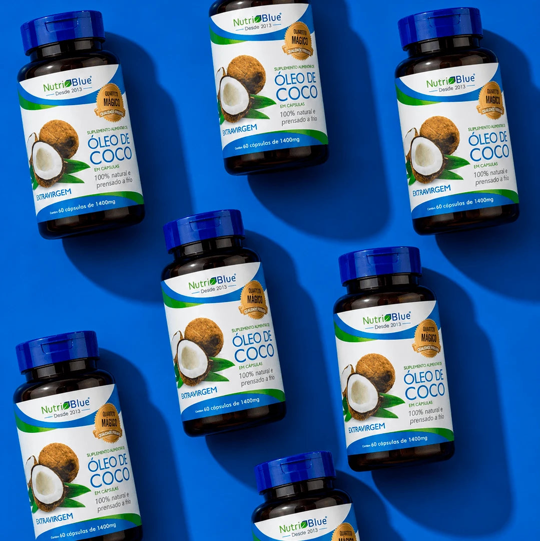 Óleo de Coco Nutriblue | Suplemento de Óleo de Coco Extravirgem em Cápsulas, 60 Cápsulas