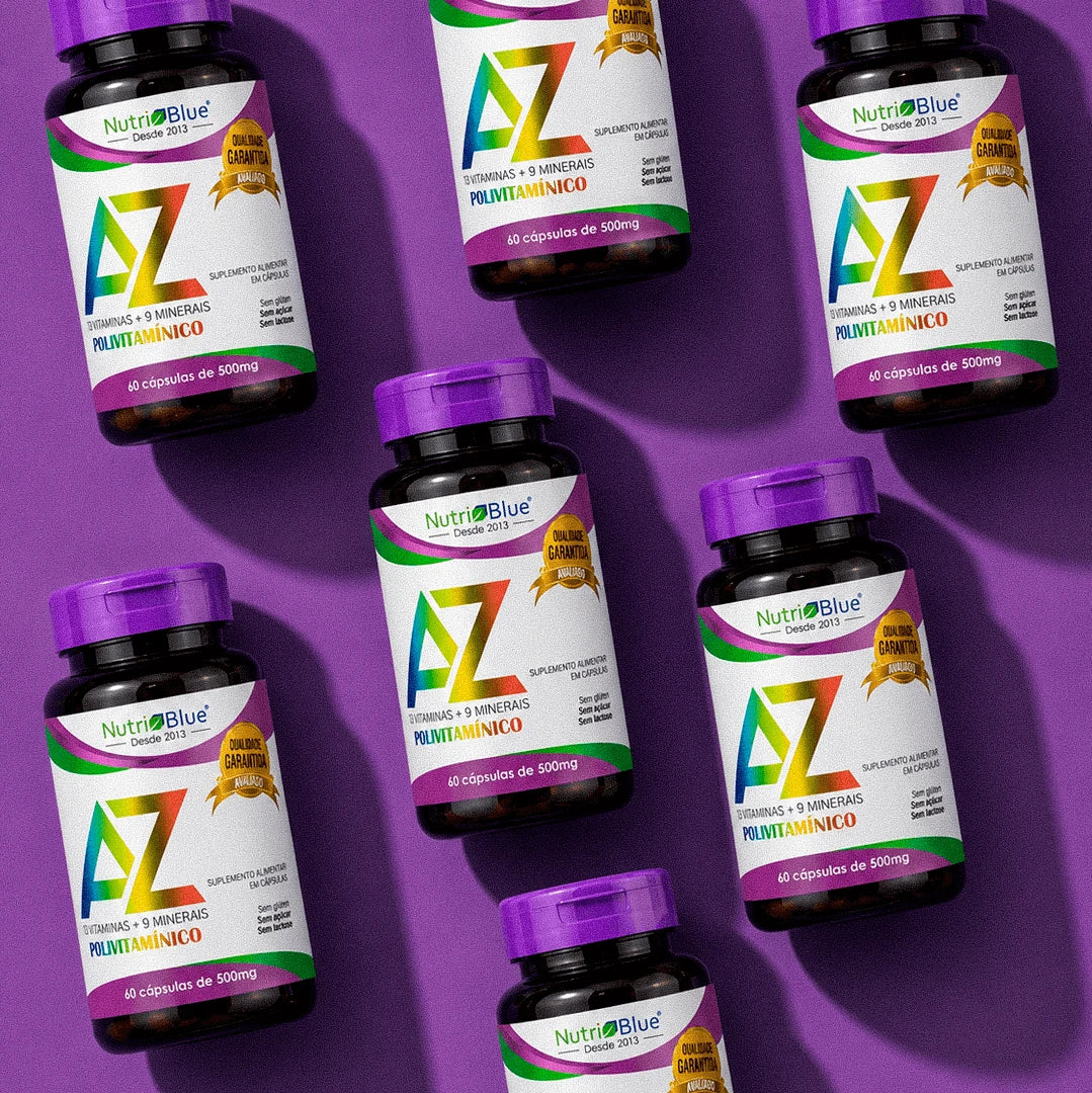 Polivitamínico Nutriblue A-Z | Suplemento com 13 Vitaminas e 9 Minerais |  60 Cápsulas