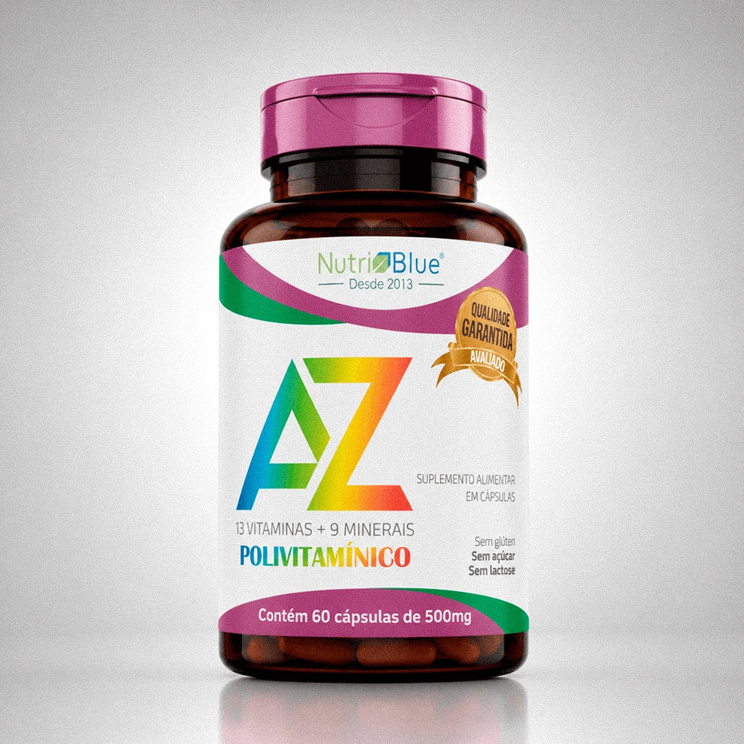 Polivitamínico Nutriblue A-Z | Suplemento com 13 Vitaminas e 9 Minerais |  60 Cápsulas