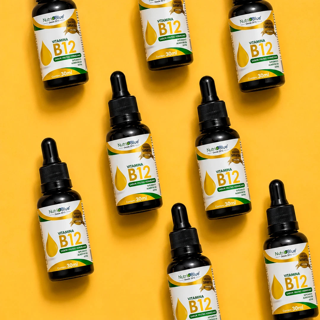 Vitamina B12 em Gotas Nutriblue | Metilcobalamina, Sabor Frutas Vermelhas, Frasco 30 ml
