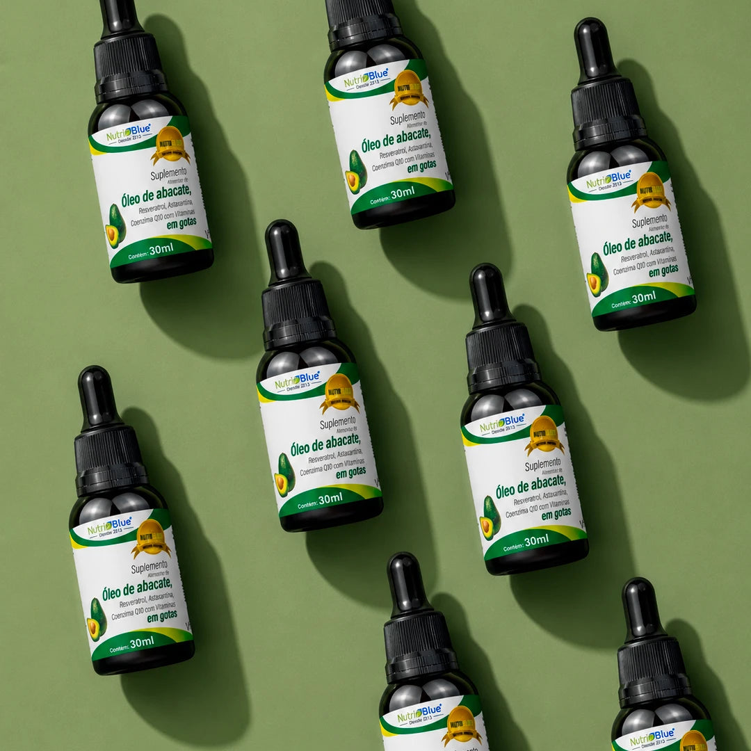 Óleo de Abacate em Gotas Nutriblue | Com Resveratrol, Astaxantina, Coenzima Q10 e Vitaminas C e E, Frasco 30 ml