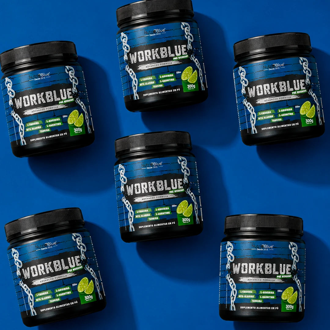 WorkBlue Sem Cafeína Nutriblue - Pré-Treino em Pó com Aminoácidos e Vitaminas B