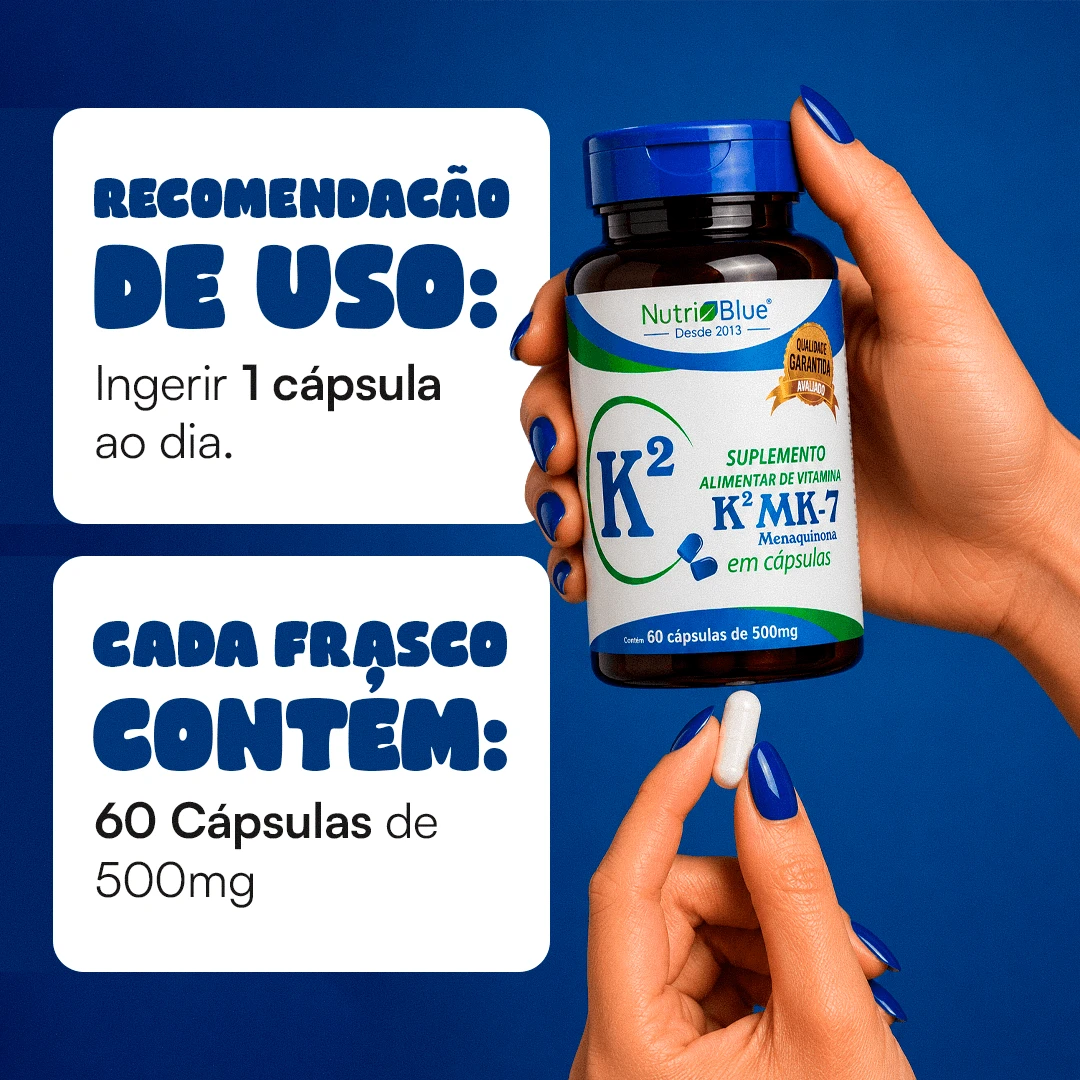 Vitamina K2 MK-7 Nutriblue | Suplemento para Saúde Óssea com 60 Cápsulas