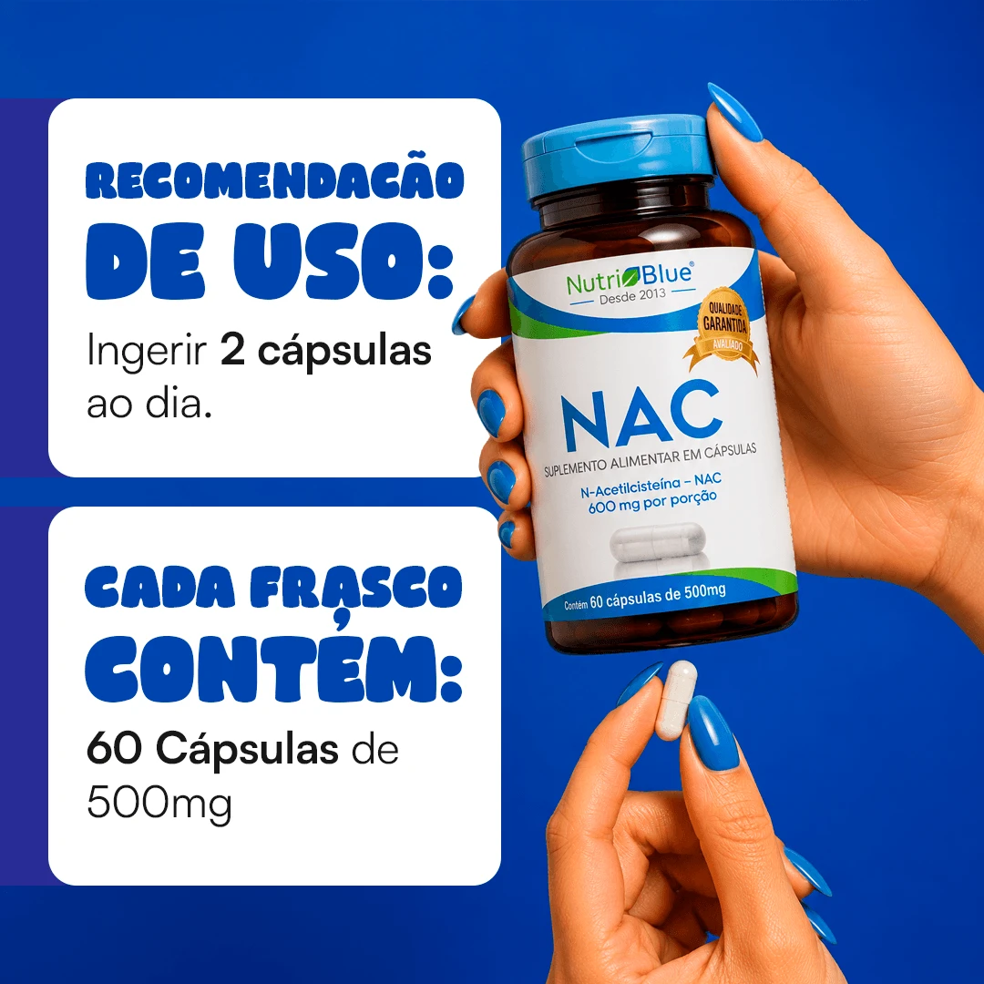 NAC Nutriblue - N-Acetilcisteína 600 mg com Vitamina E em Cápsulas