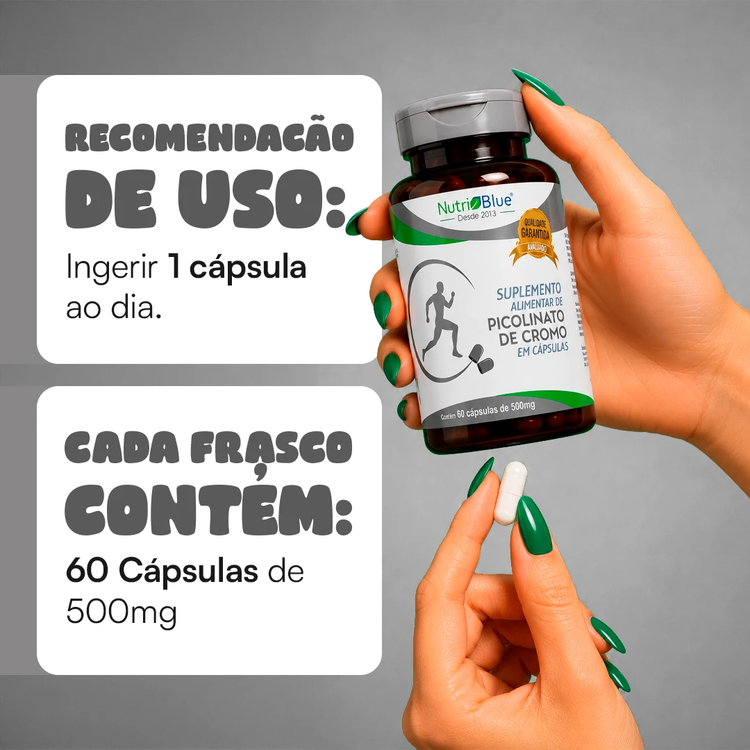 Picolinato de Cromo Nutriblue - 60 Cápsulas - Suplemento de Cromo Biodisponível