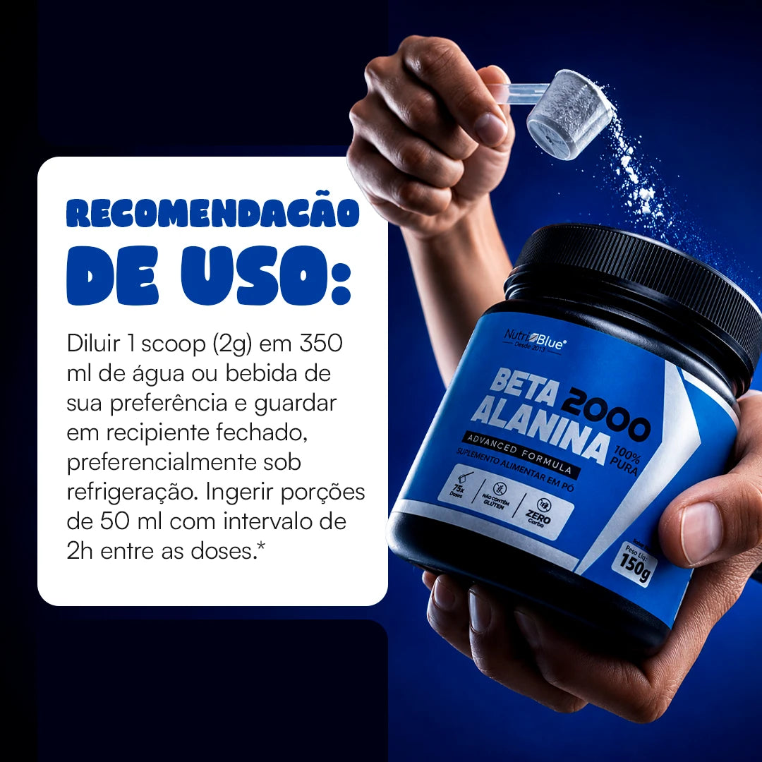 Beta-Alanina 100% Pura Nutriblue - 150 g - Suplemento em Pó Sem Aditivos