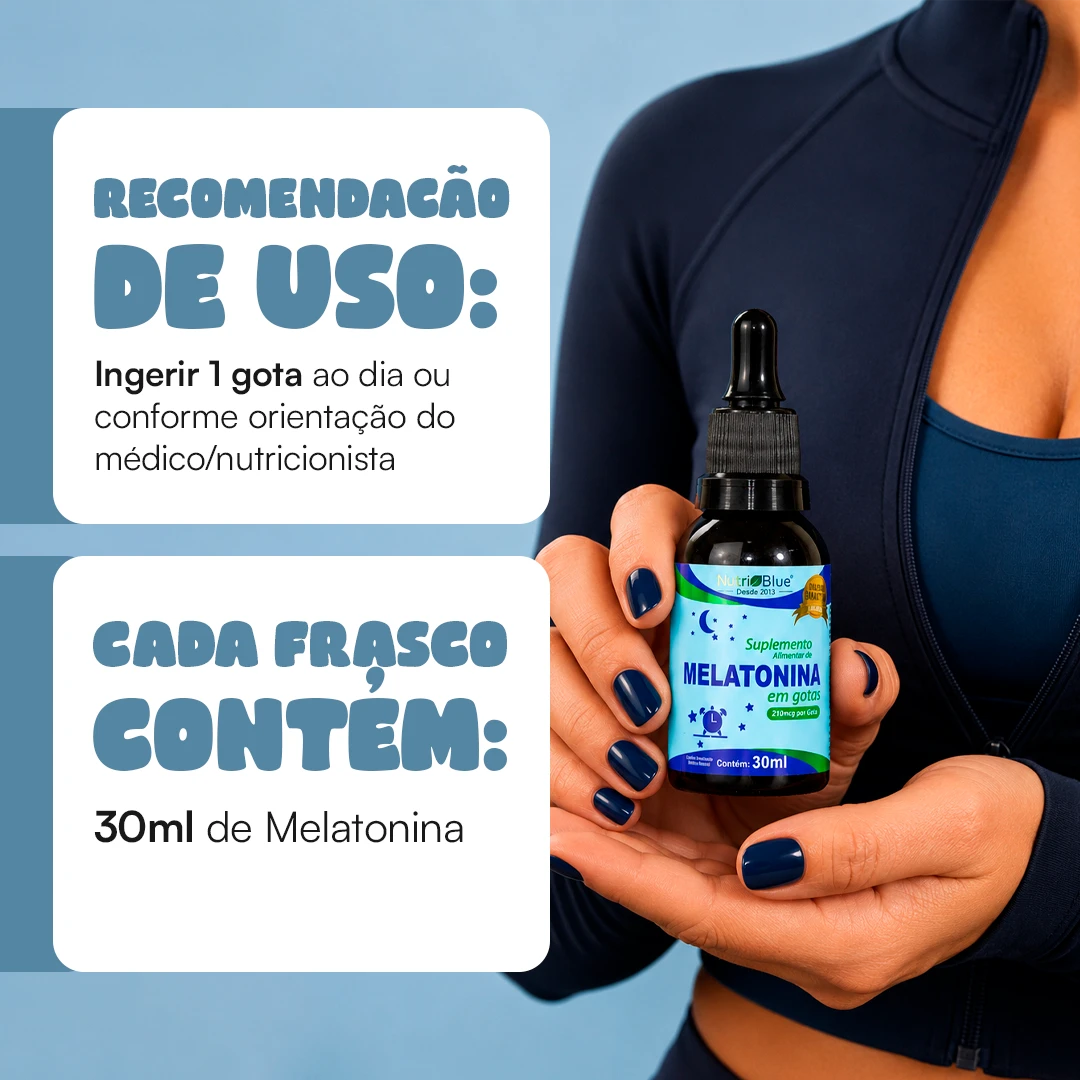 Melatonina em Gotas Nutriblue | Suplemento de Melatonina 210 mcg por Gota, Frasco 30 ml