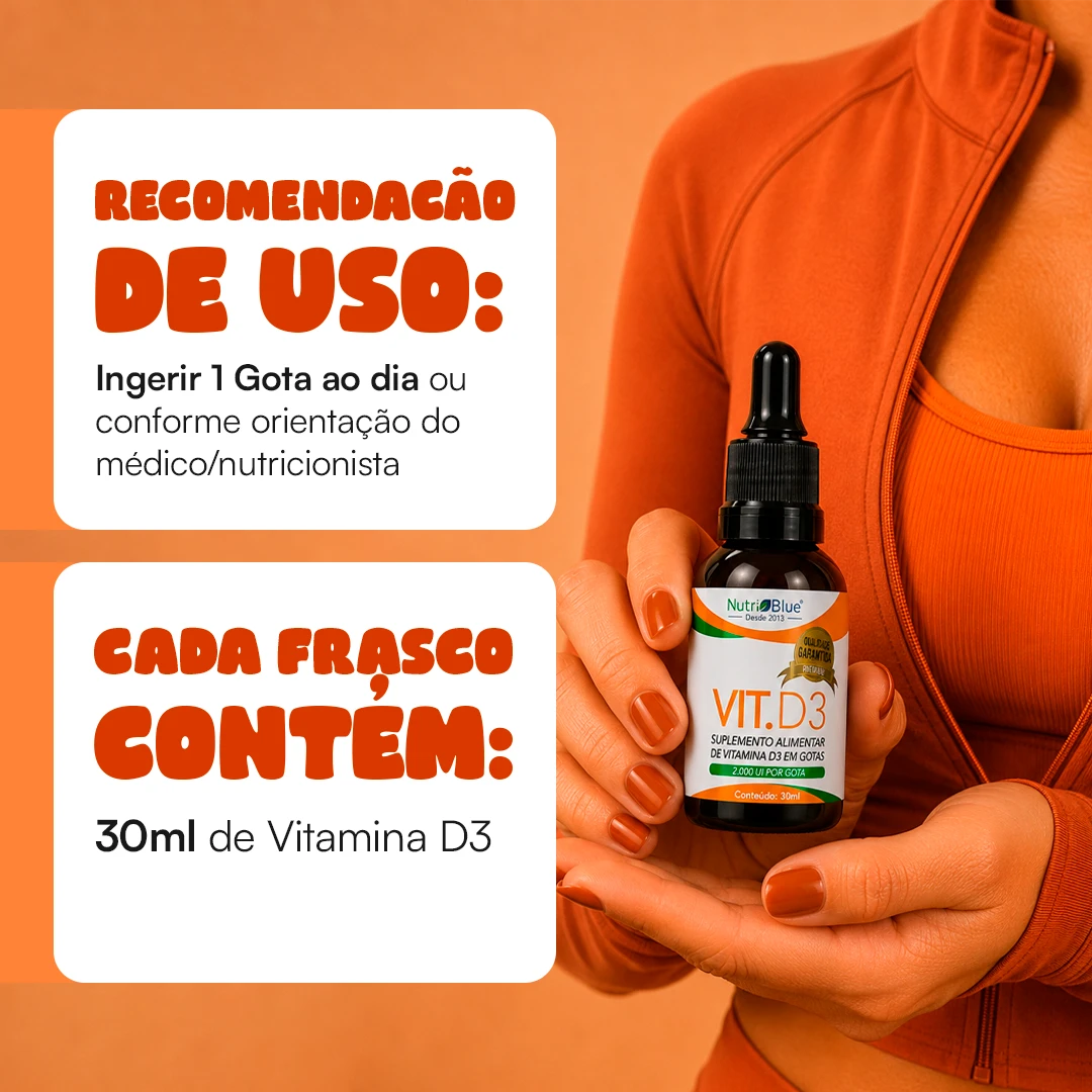 Vitamina D3 em Gotas Nutriblue | Colecalciferol 2.000 UI por Gota, Frasco 30 ml