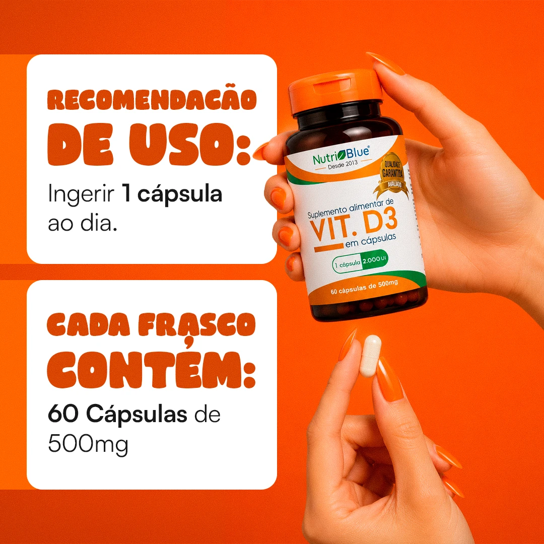 Vitamina D3 Nutriblue | Suplemento de Vitamina D3 2.000 UI, 60 Cápsulas