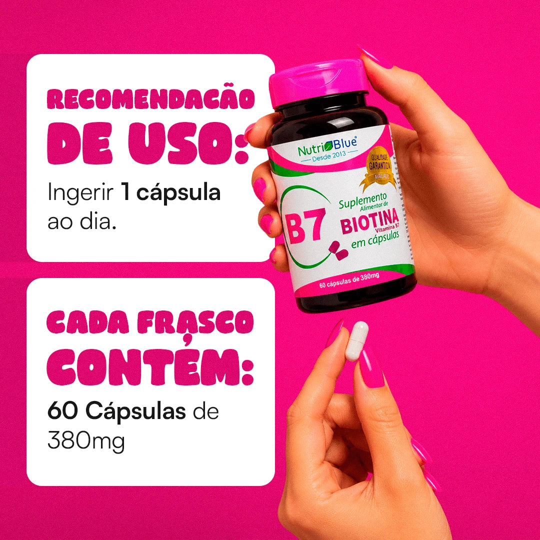 Biotina Nutriblue 30 mcg - 60 Cápsulas - Suplemento de Vitamina B7