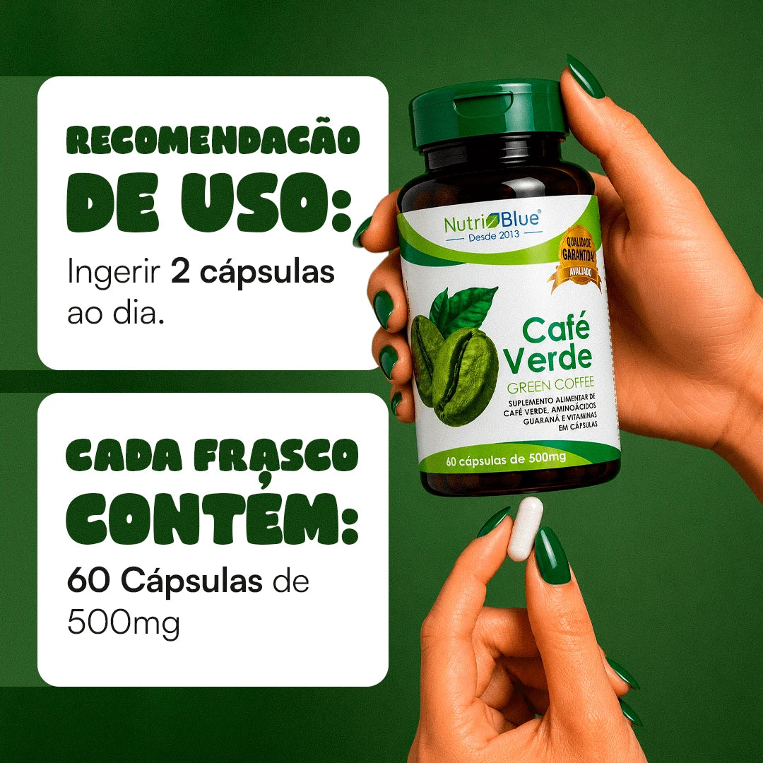 Café Verde Nutriblue | Suplemento com Guaraná, Aminoácidos e Vitaminas B6 e B12, 60 Cápsulas