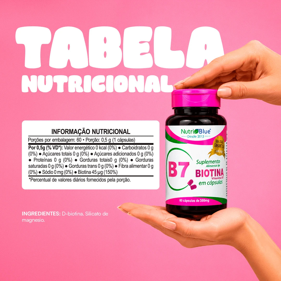 Biotina Nutriblue 30 mcg - 60 Cápsulas - Suplemento de Vitamina B7