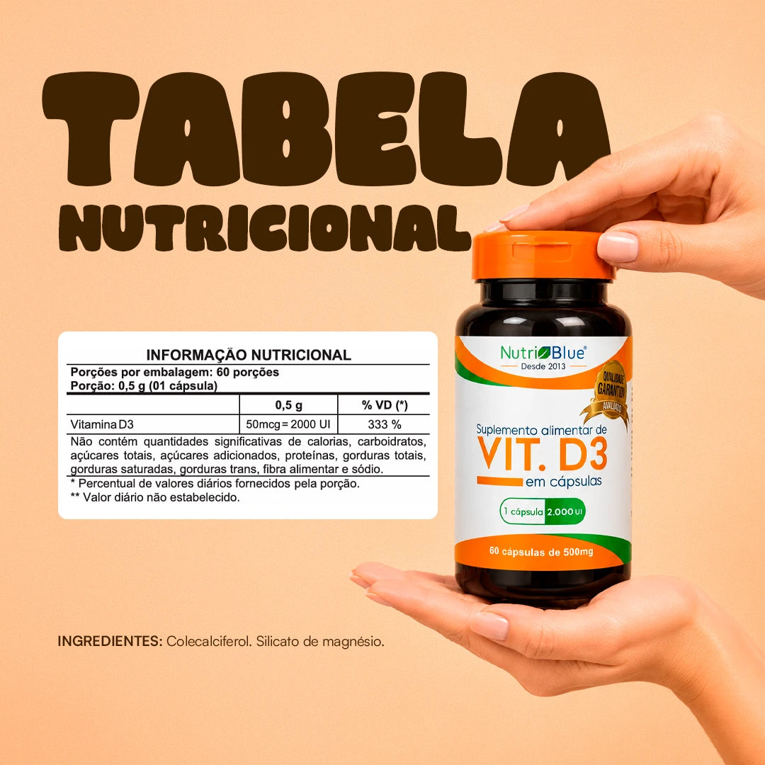Vitamina D3 Nutriblue | Suplemento de Vitamina D3 2.000 UI, 60 Cápsulas