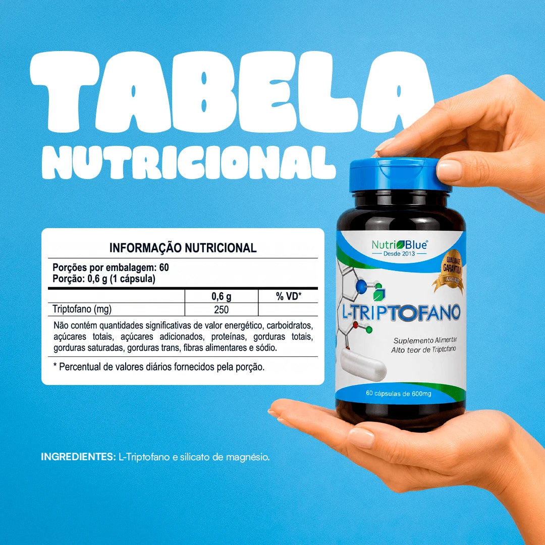 L-Triptofano Nutriblue | Suplemento de L-Triptofano Puro 250 mg, 60 Cápsulas