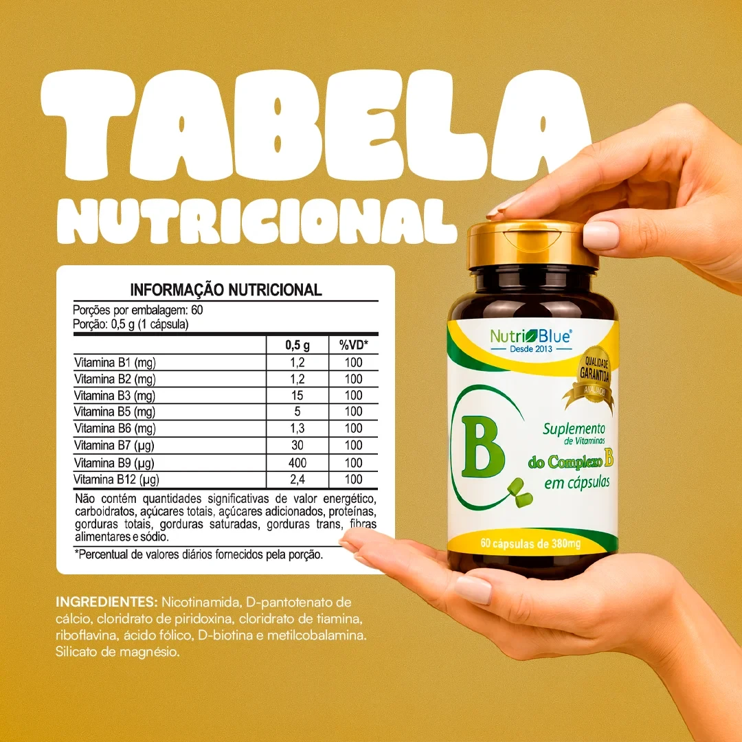 Complexo B Nutriblue | Suplemento com as 8 Vitaminas do Complexo B em Cápsulas, 60 Cápsulas