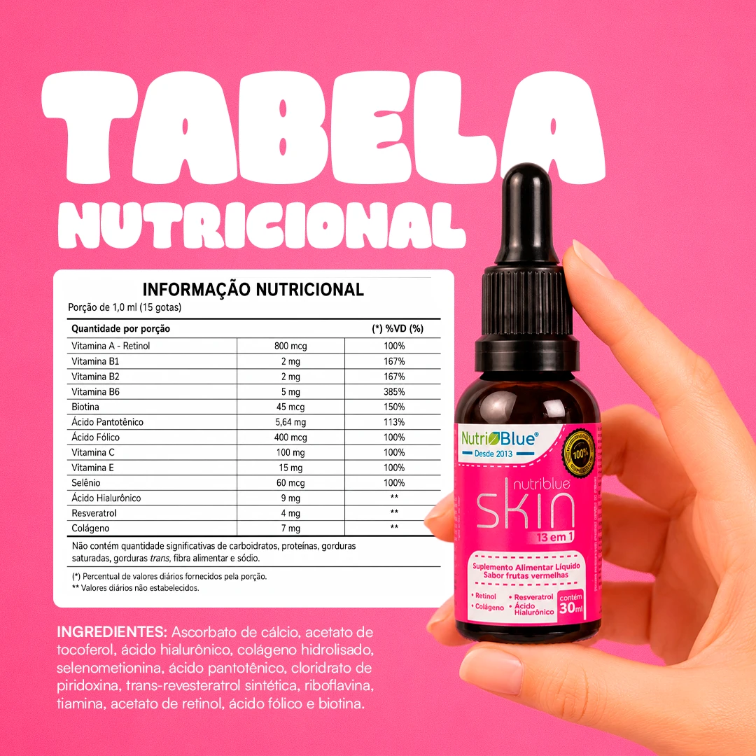 Tabela Nutricional Nutriblue Skin Gotas