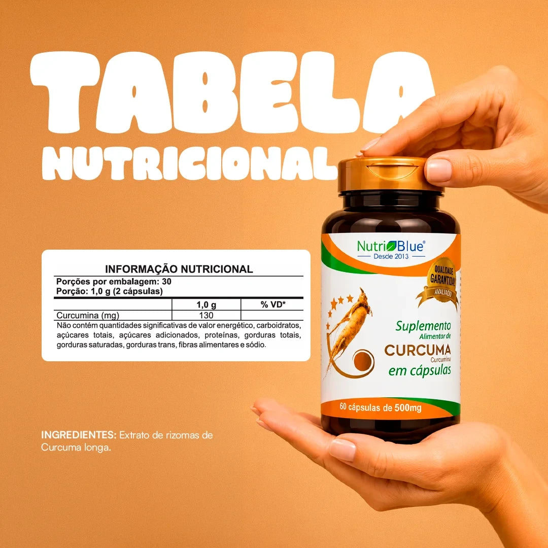 Cúrcuma Nutriblue | Suplemento de Extrato Padronizado de Cúrcuma com Curcuminoides, 60 Cápsulas