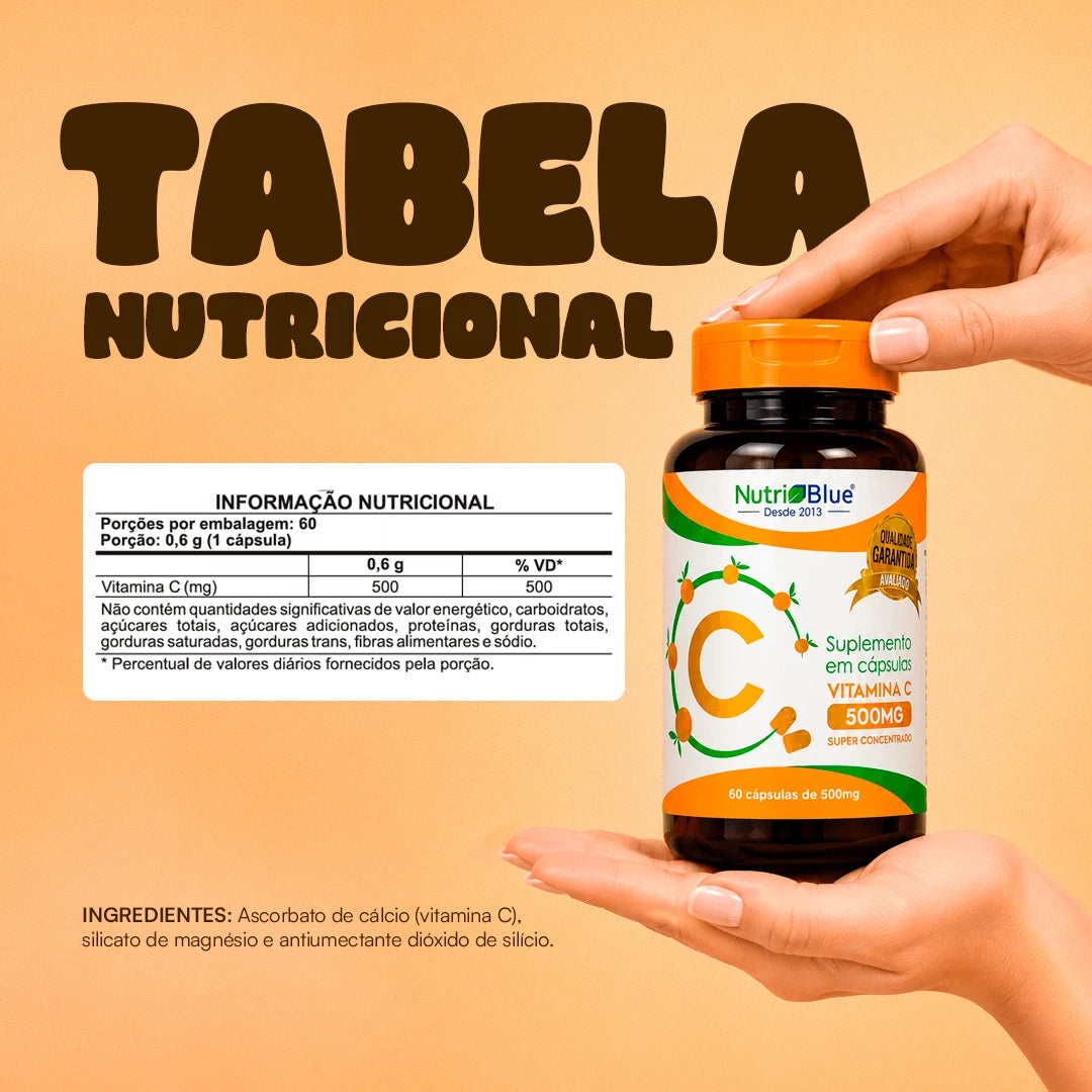 Vitamina C Nutriblue | Suplemento de Vitamina C 500 mg, 60 Cápsulas