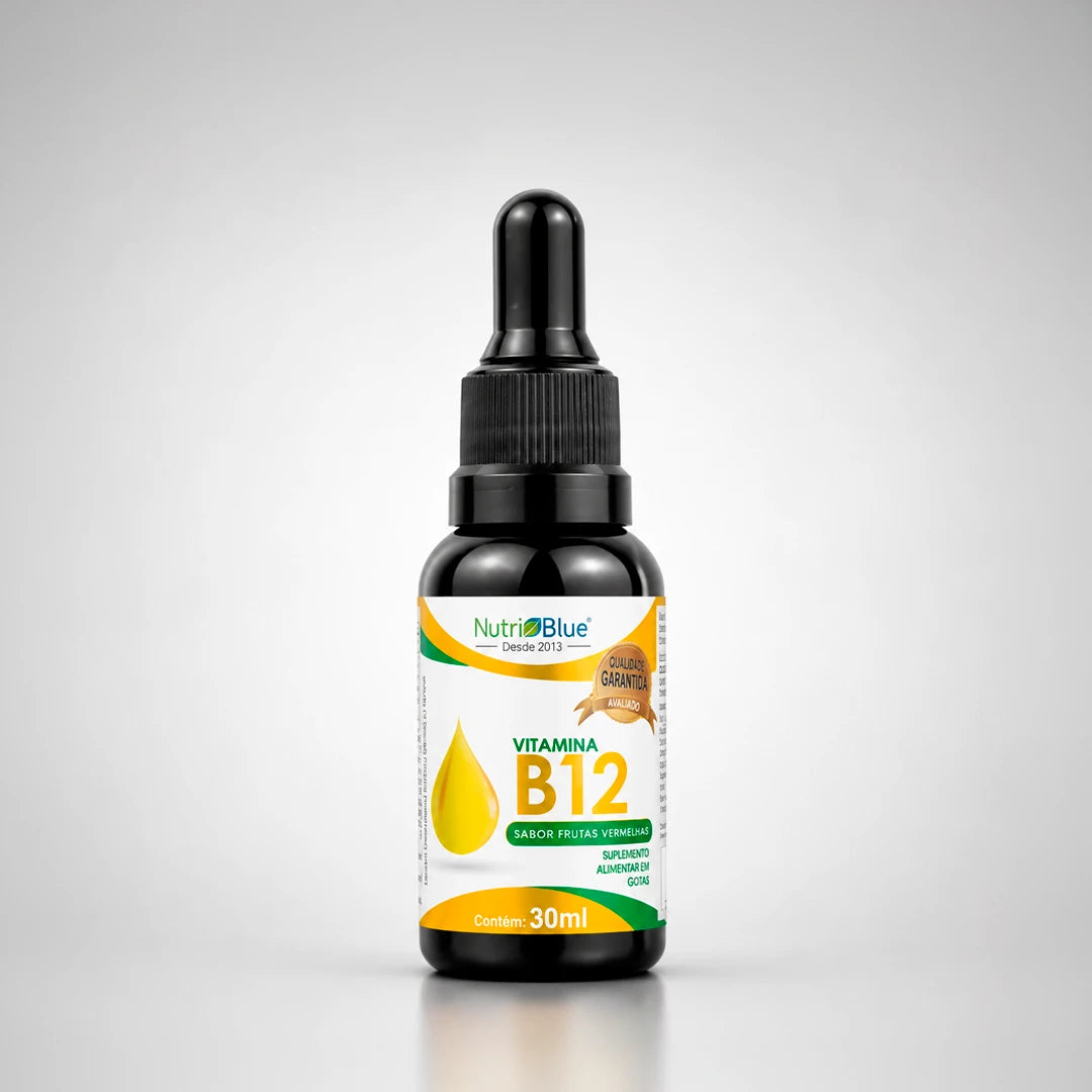 Vitamina B12 em Gotas Nutriblue | Metilcobalamina, Sabor Frutas Vermelhas, Frasco 30 ml